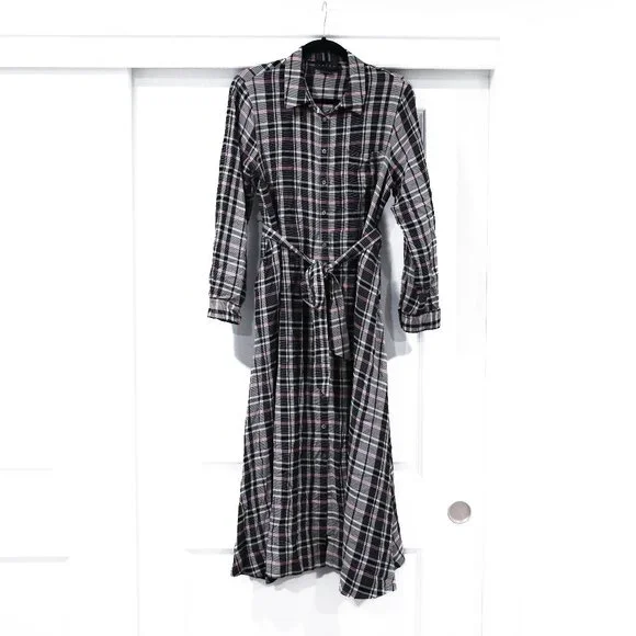 HATCH Small Alyssa Plaid Button Front Shirt Dress Midi Maternity - Picture 3 of 12